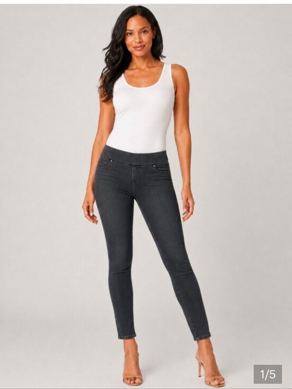 Liverpool Straight-Leg Pull-On Jeans Meteorite Wash